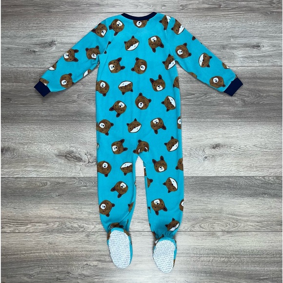 Carter’s Fleece Footed Pajama’s 4T | Bear Fleece Pjs 4T | Fox Pjs 4T Teal Blue - Picture 3 of 11